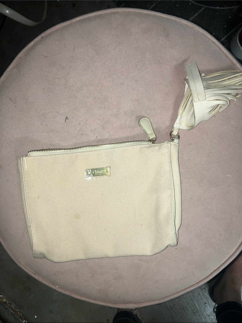 Chloe parfume Cream Canvas Wristlet Pouch